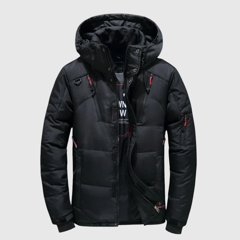 Андре – Пухкаво яке с качулка и технически детайли 