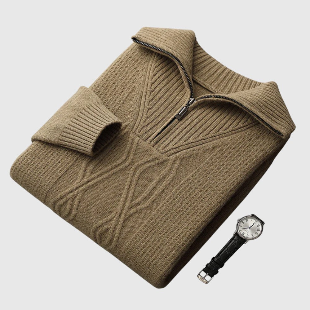 Либуше - Пуловер с цип Taranto от мерино вълна