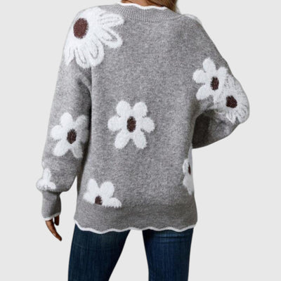 THEA - Елегантен V-образен пуловер с цвят