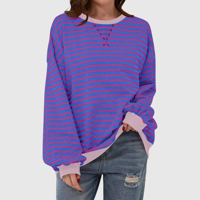 LUKA – Лежерна райеана блуза с дълга ръкав