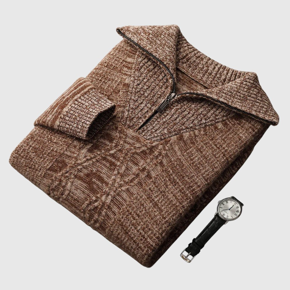 Либуше - Пуловер с цип Taranto от мерино вълна