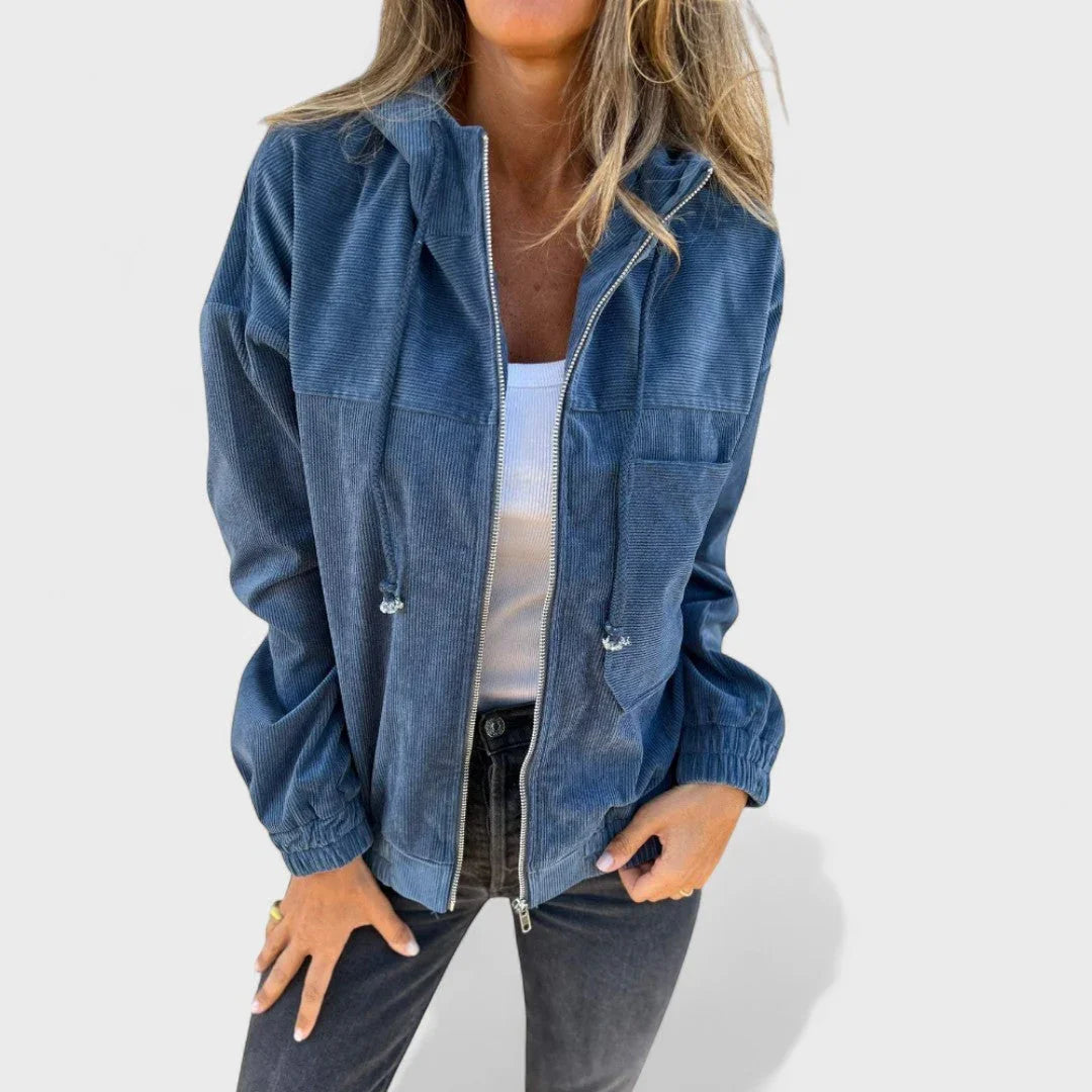 Павла - Саметено палто с качулка и цип