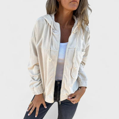 Павла - Саметено палто с качулка и цип