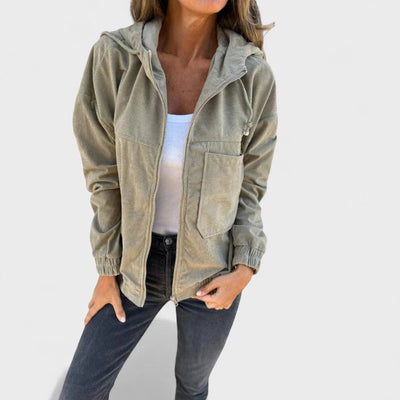 Павла - Саметено палто с качулка и цип