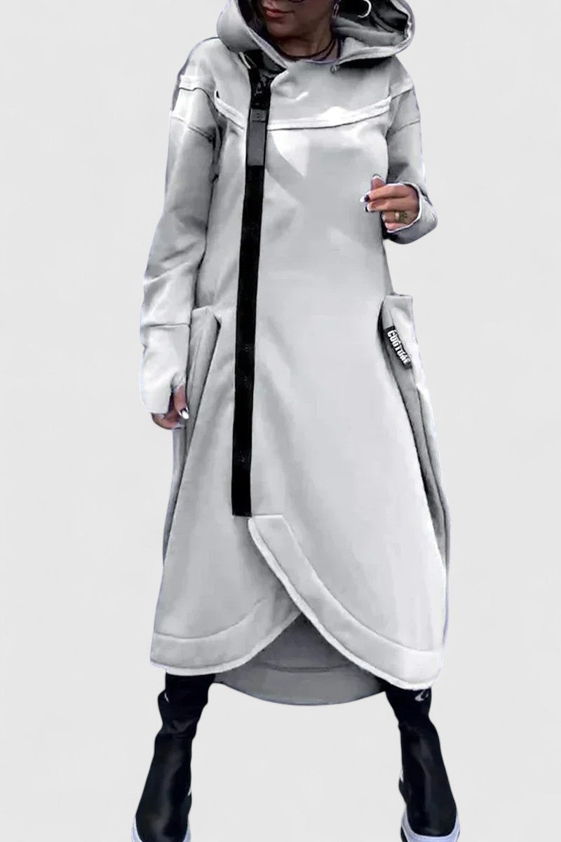 MARIE- Дълго палто с качулка и цип