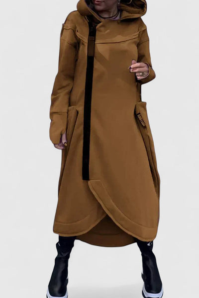 MARIE- Дълго палто с качулка и цип