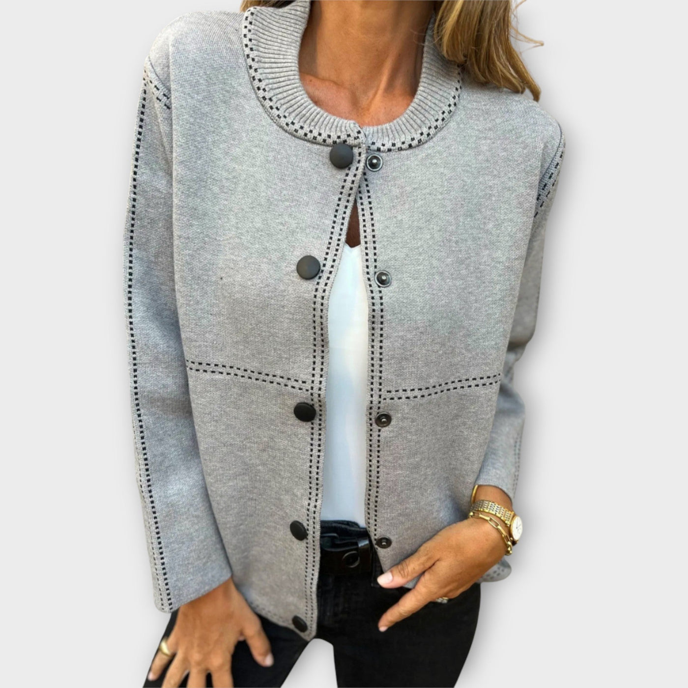 LIBUŠE - Елегантен пуловер в сив цвят