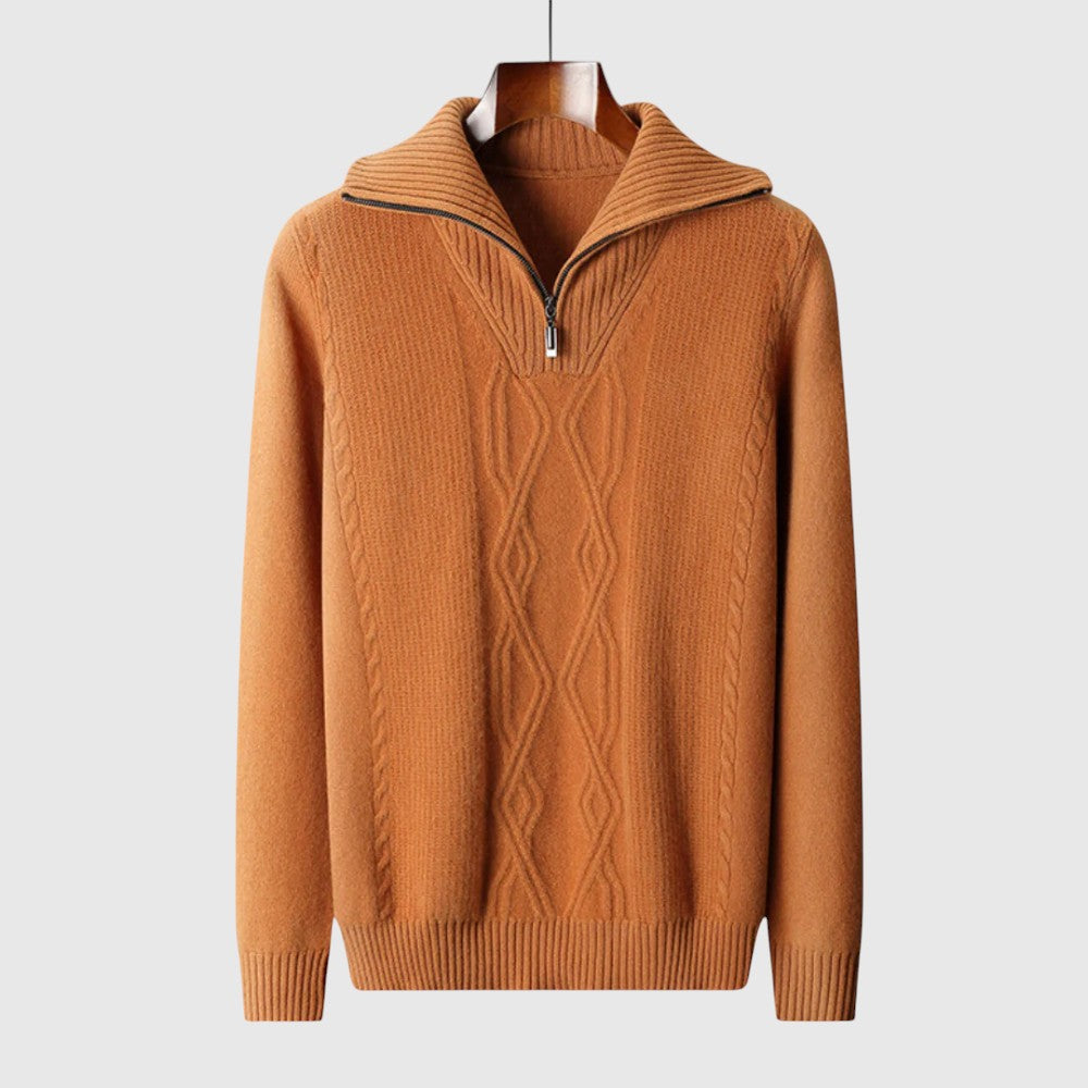 Либуше - Пуловер с цип Taranto от мерино вълна