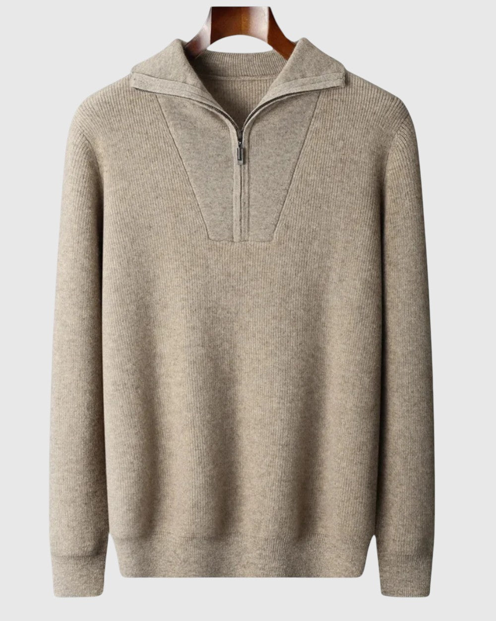 Либуше - Портфолио с поло от кашмир с половин цип