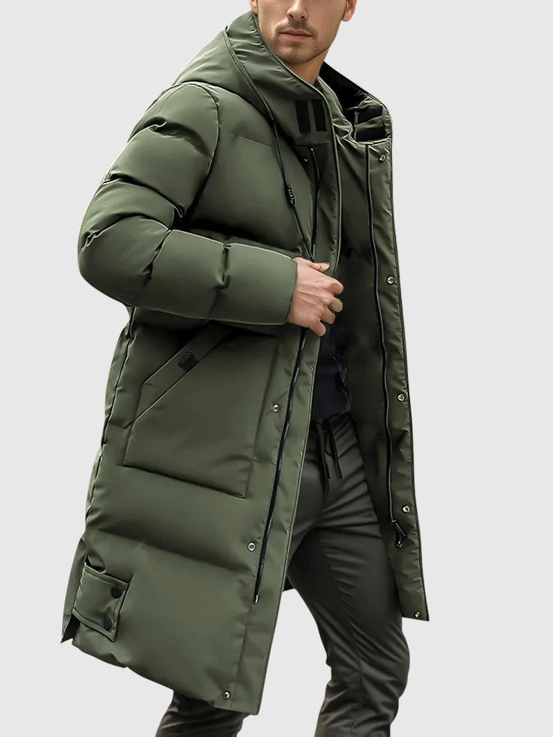 Ян – Пухен дълго палто с качулка