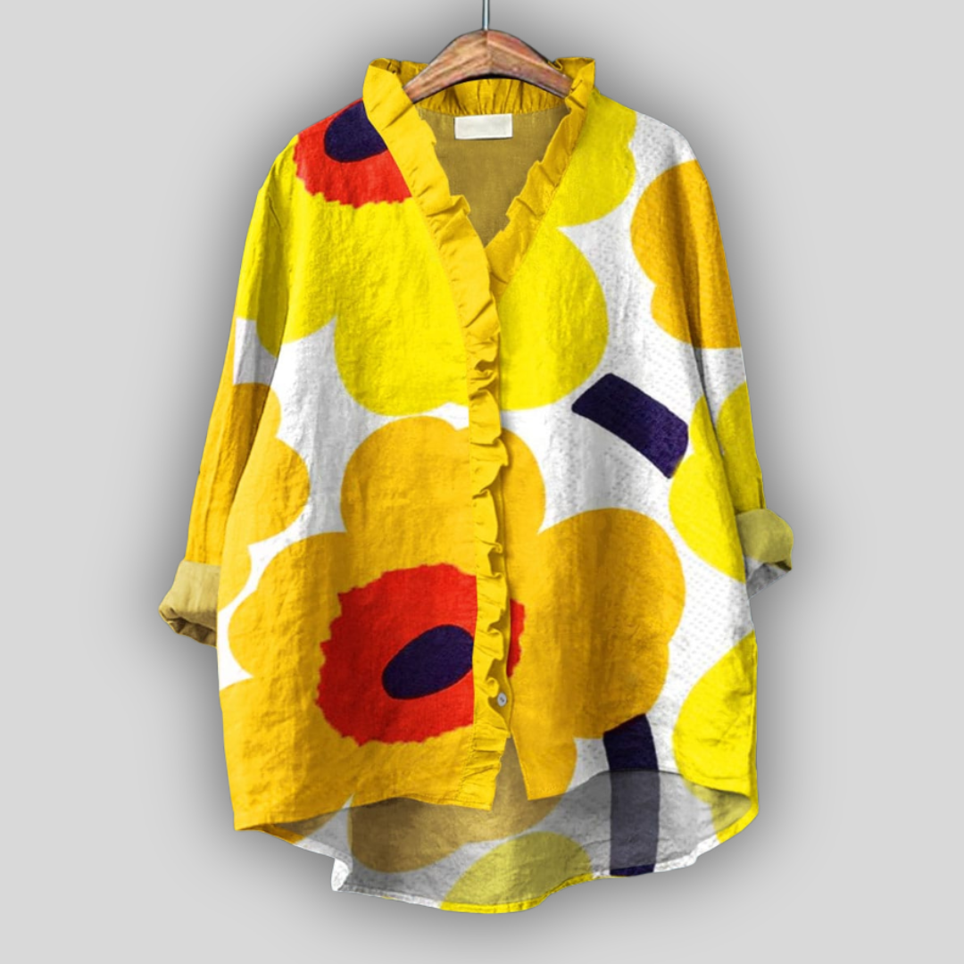 Цветна ленена блуза