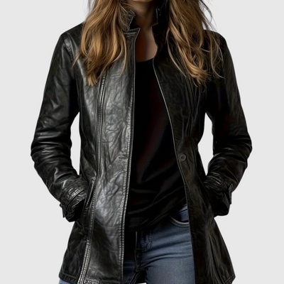 Аделина - Кожено палто от италианска кожа с копчета