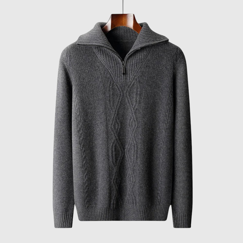 Либуше - Пуловер с цип Taranto от мерино вълна