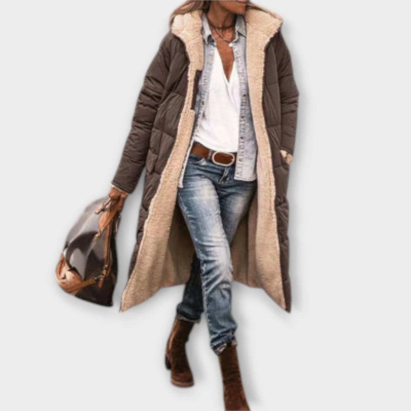 Кора - Топло палто с кожена подплата