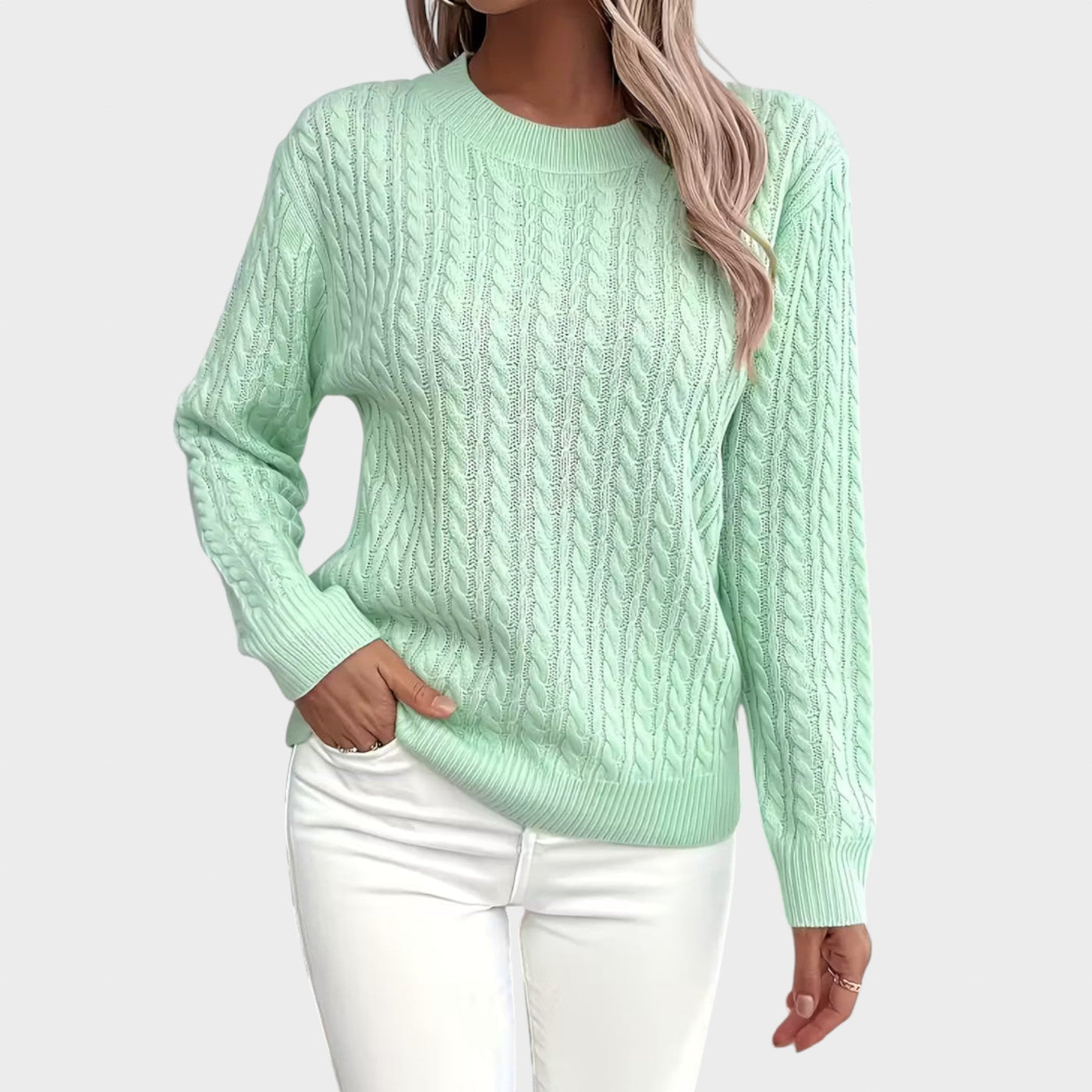 Vivianne – Мек Плетен Суитшърт с Текстура