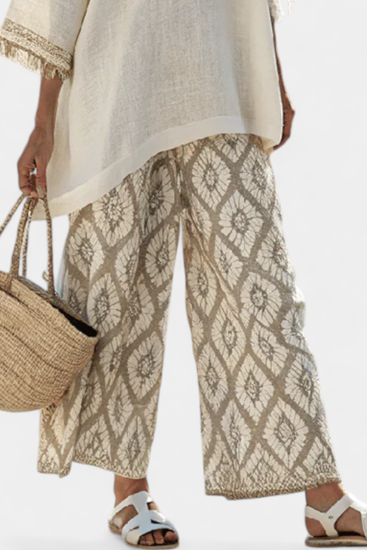 Комплект Boho Chic Daisy: Дълга блуза и панталони с печат за уникален стил