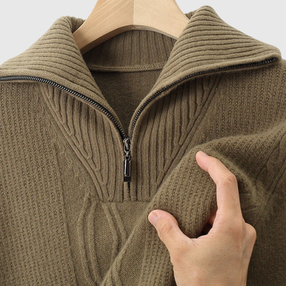 Либуше - Пуловер с цип Taranto от мерино вълна