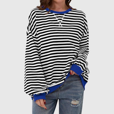 LUKA – Лежерна райеана блуза с дълга ръкав