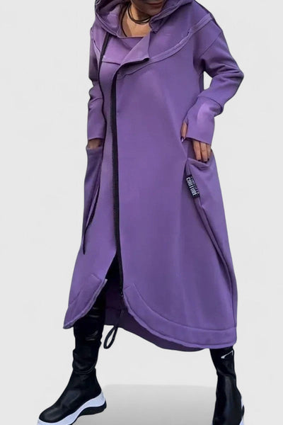 MARIE- Дълго палто с качулка и цип