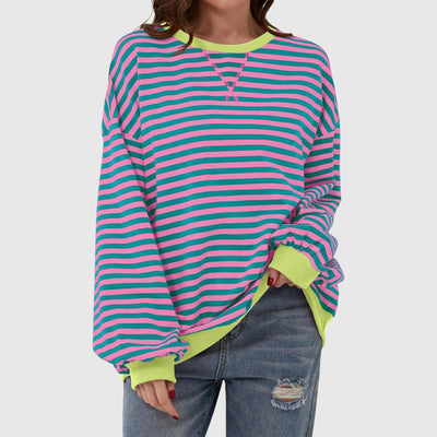 LUKA – Лежерна райеана блуза с дълга ръкав