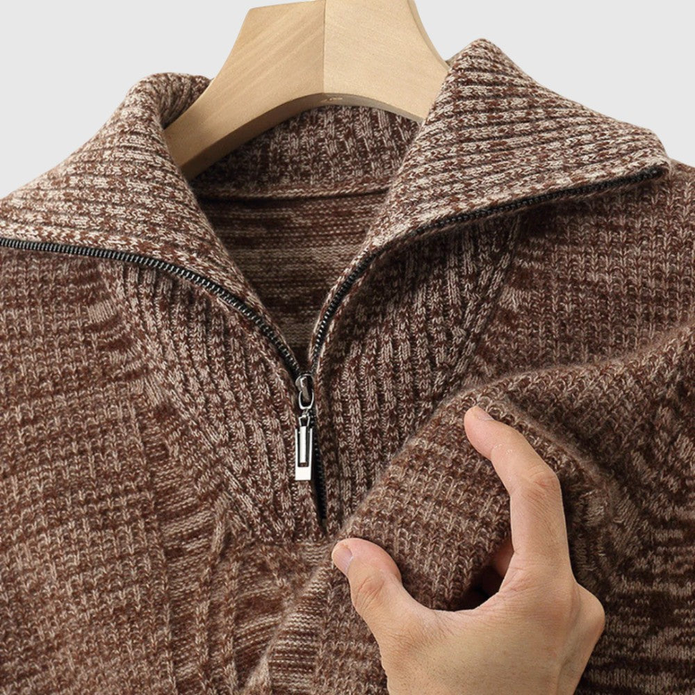 Либуше - Пуловер с цип Taranto от мерино вълна