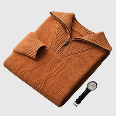 Либуше - Пуловер с цип Taranto от мерино вълна