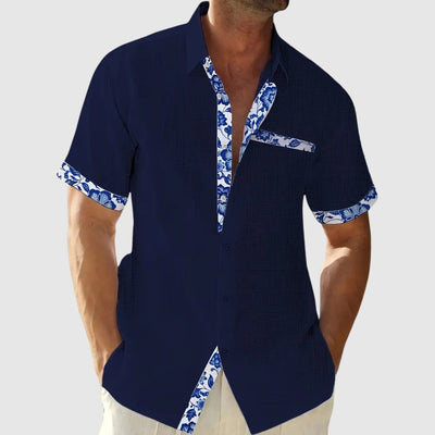 Либуше – Риза с къс ръкав и контрастни детайли