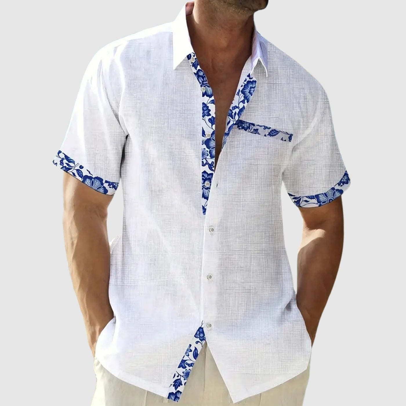 Либуше – Риза с къс ръкав и контрастни детайли