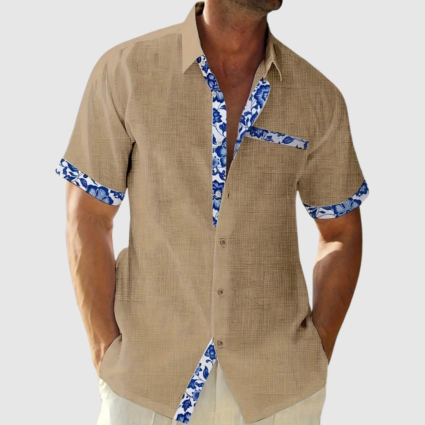 Либуше – Риза с къс ръкав и контрастни детайли