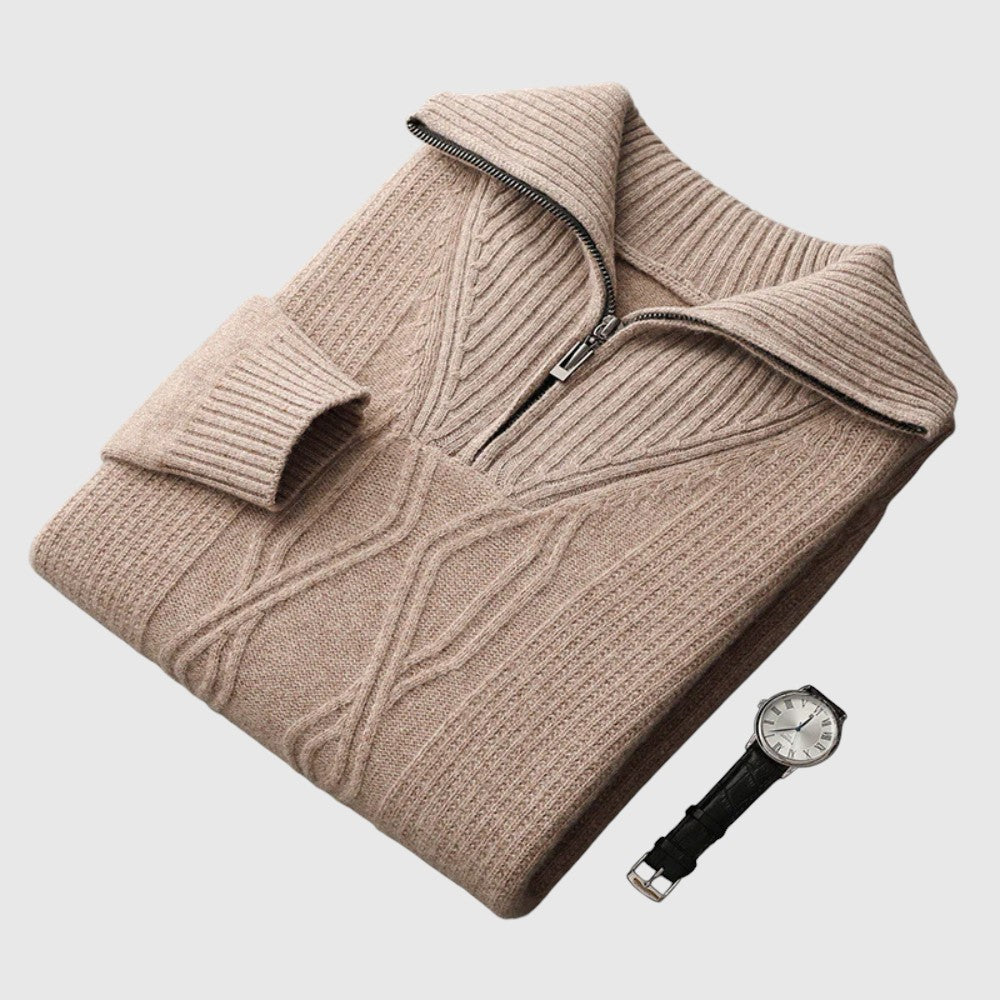 Либуше - Пуловер с цип Taranto от мерино вълна