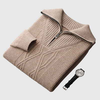 Либуше - Пуловер с цип Taranto от мерино вълна