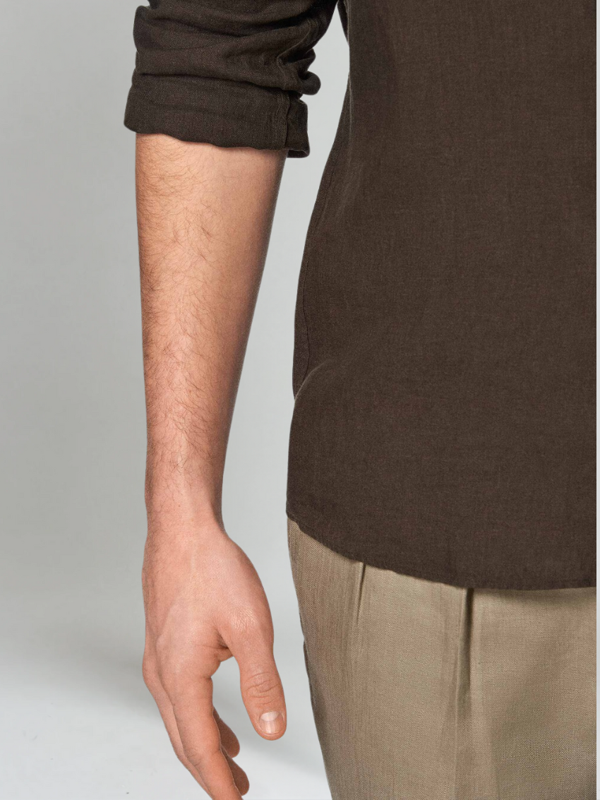 Есенциална Ленена Риза - Тюмен Кафяв