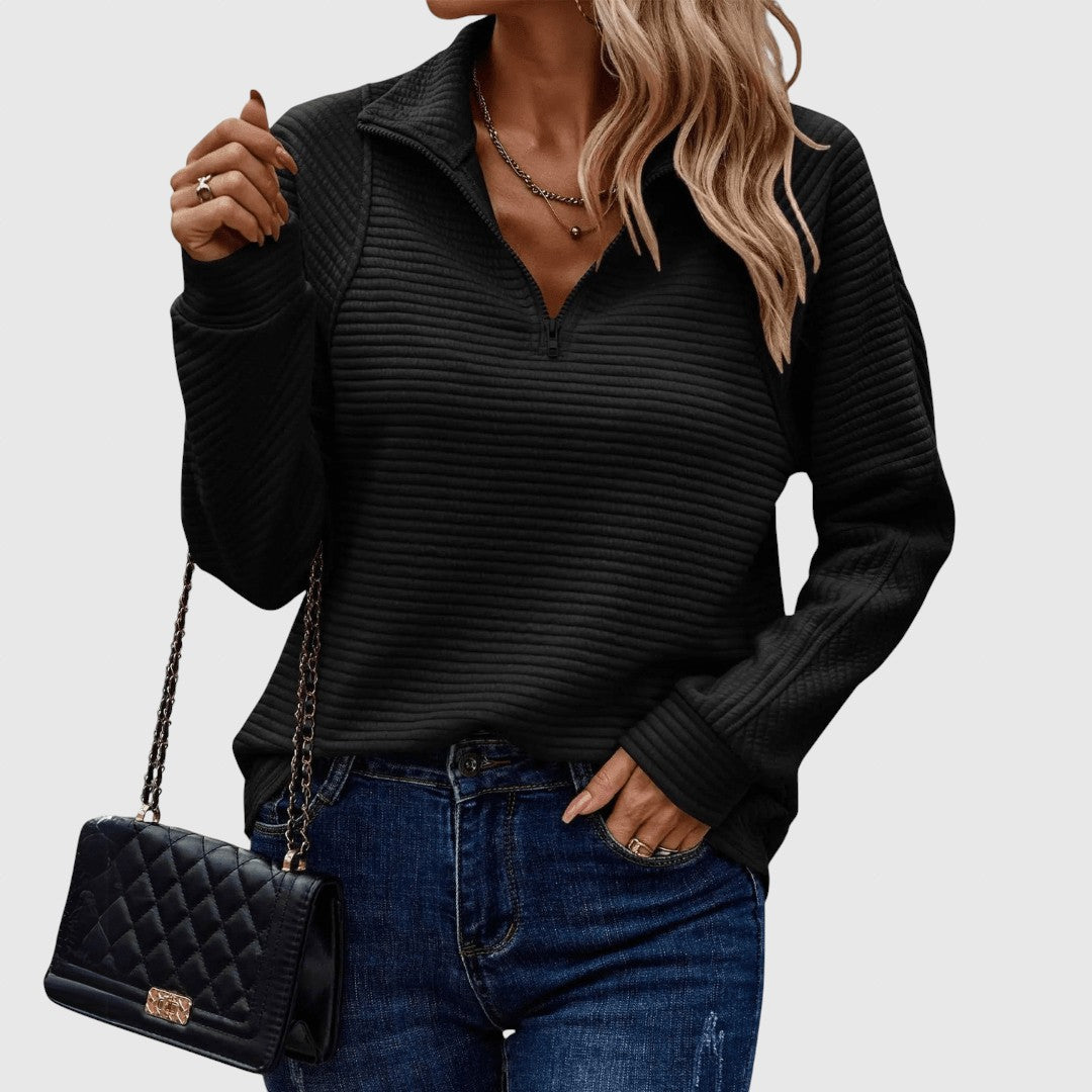 Ленка - Елегантен пуловер с половин цип