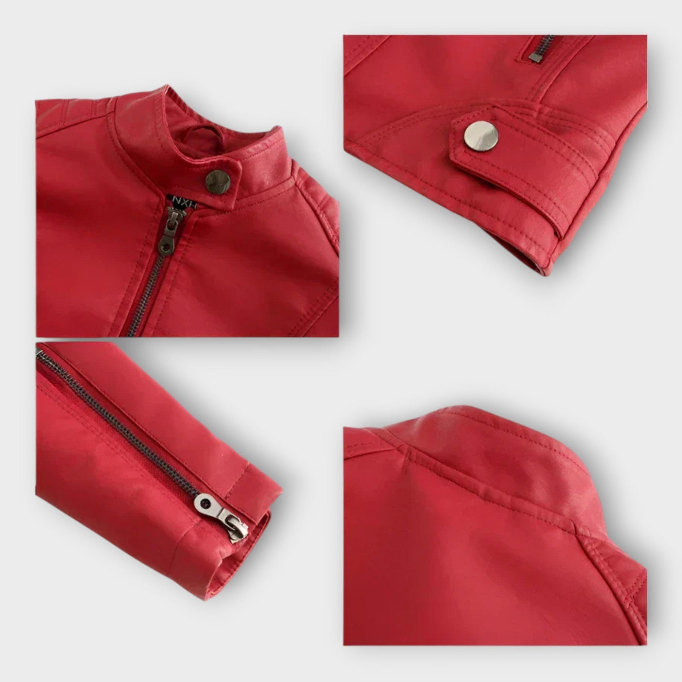 Модерно Късо Кожено Яке с цип