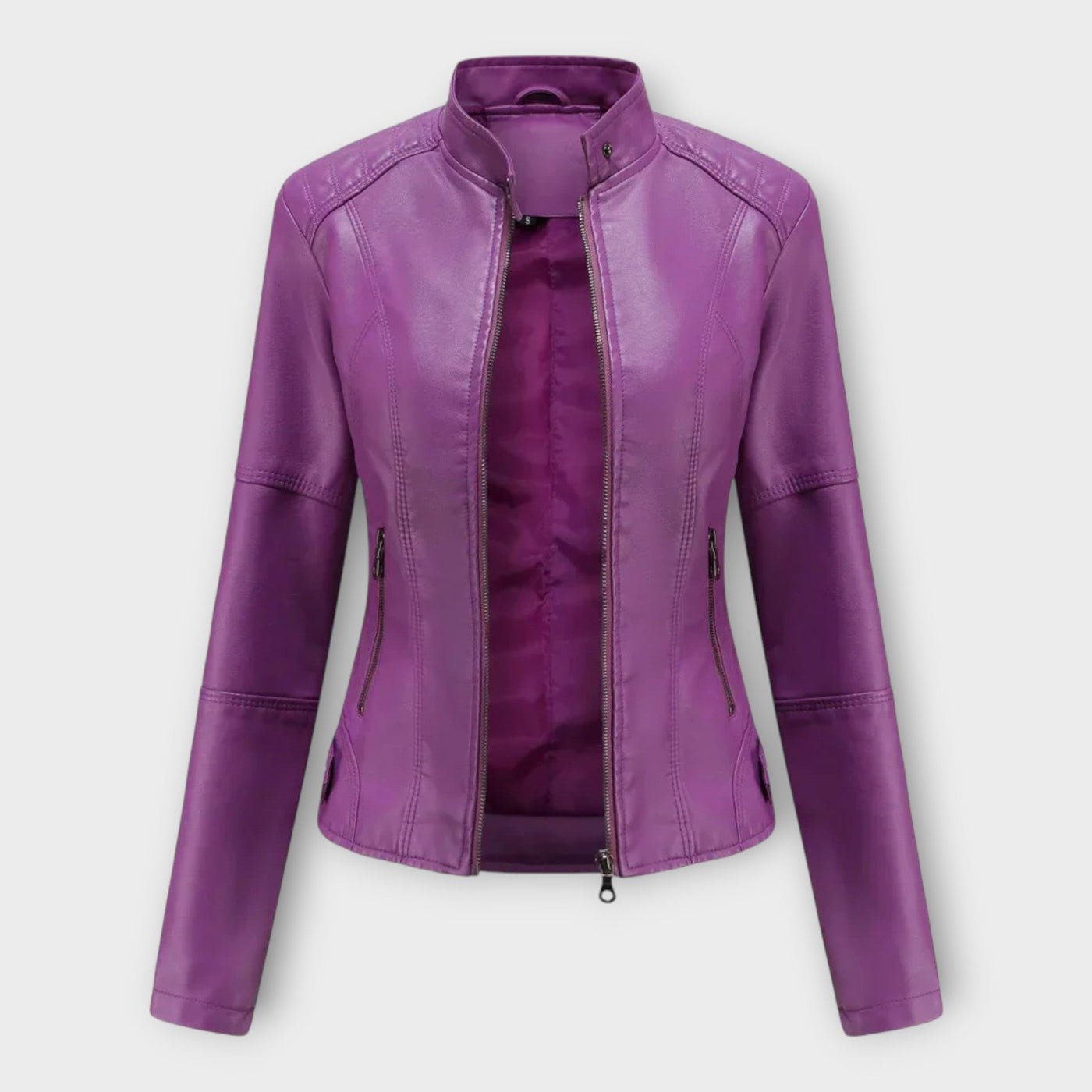 Модерно Късо Кожено Яке с цип