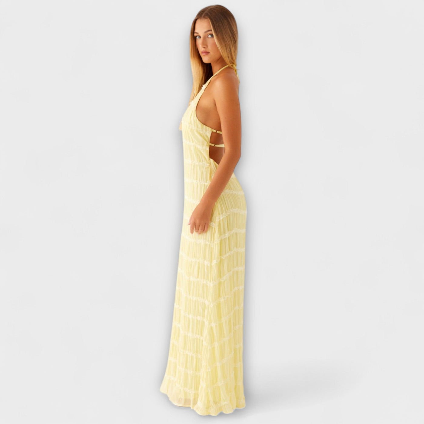 Адилин - Дълга рокля с халтер деколте