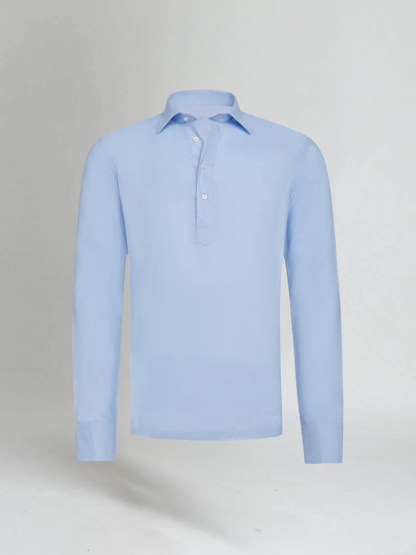 Ленена Pop-over Риза - Светло Синя