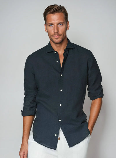 Есенциална Ленена Риза - Моряшко Синя