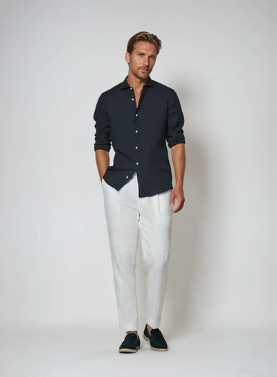 Есенциална Ленена Риза - Моряшко Синя