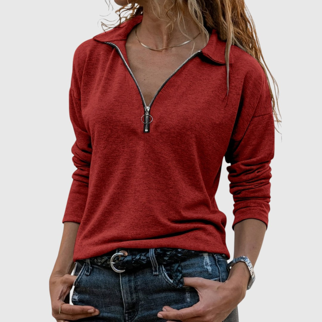Надин - Дамски пуловери с полузип