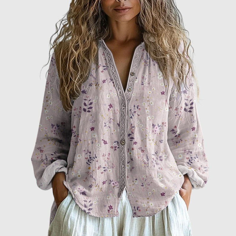 Амбре - Винтидж Риза с Принт на Листя