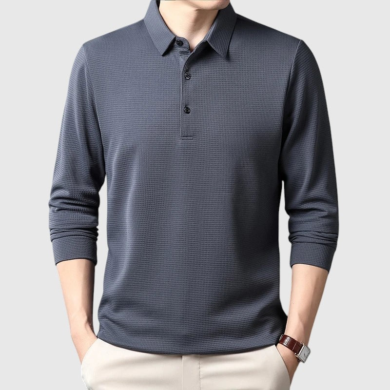 Либуше - Елегантно мъжко поло риза с дълга ръкав