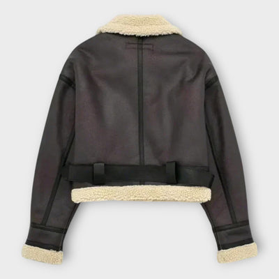 Кожено Късо Яке с Кожа и Колан 