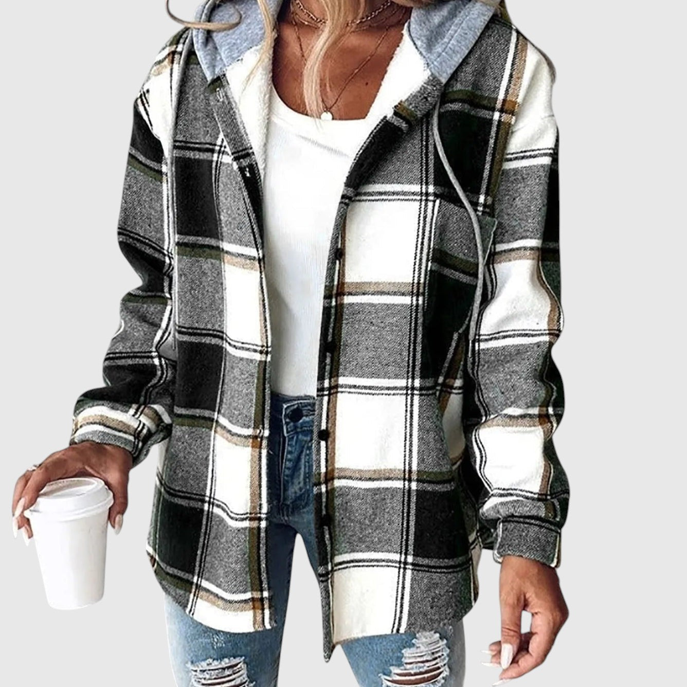 Мая – Кариран ежедневен палто с качулка