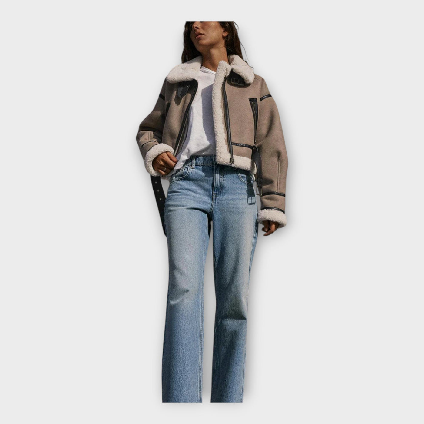 Кожено яке с подплата и колан 