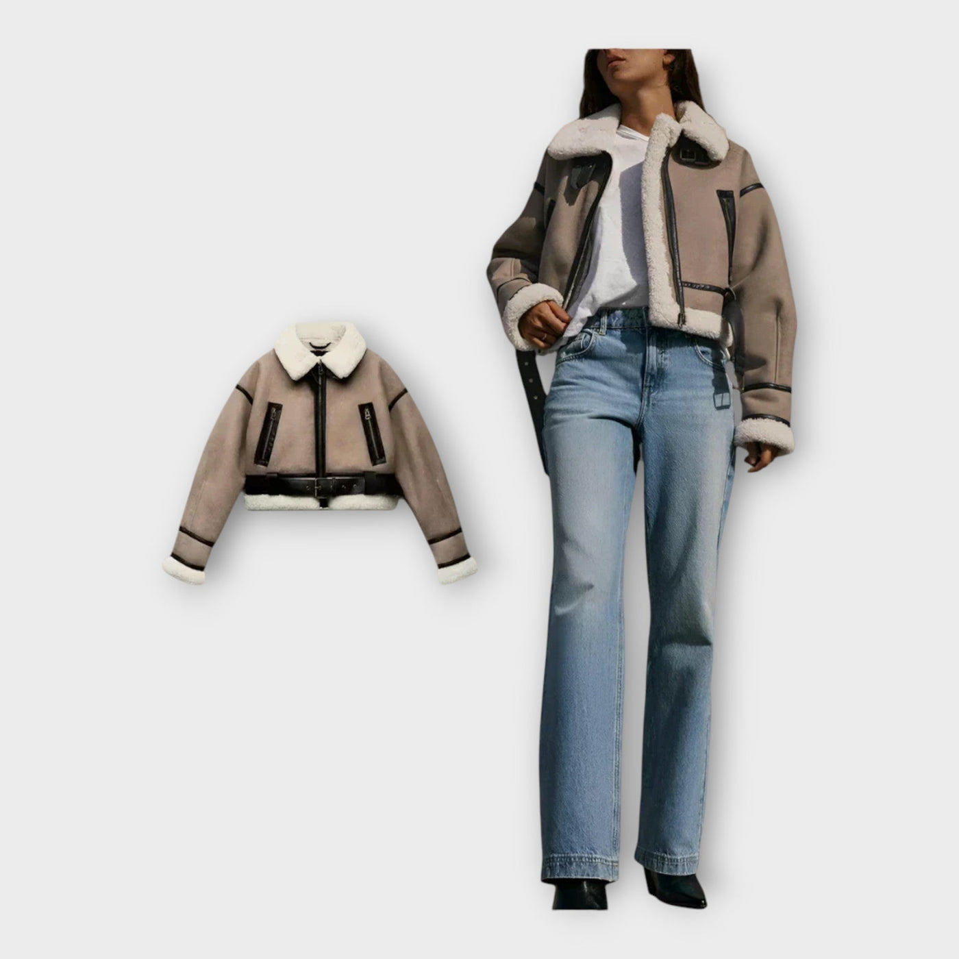 Кожено яке с подплата и колан 