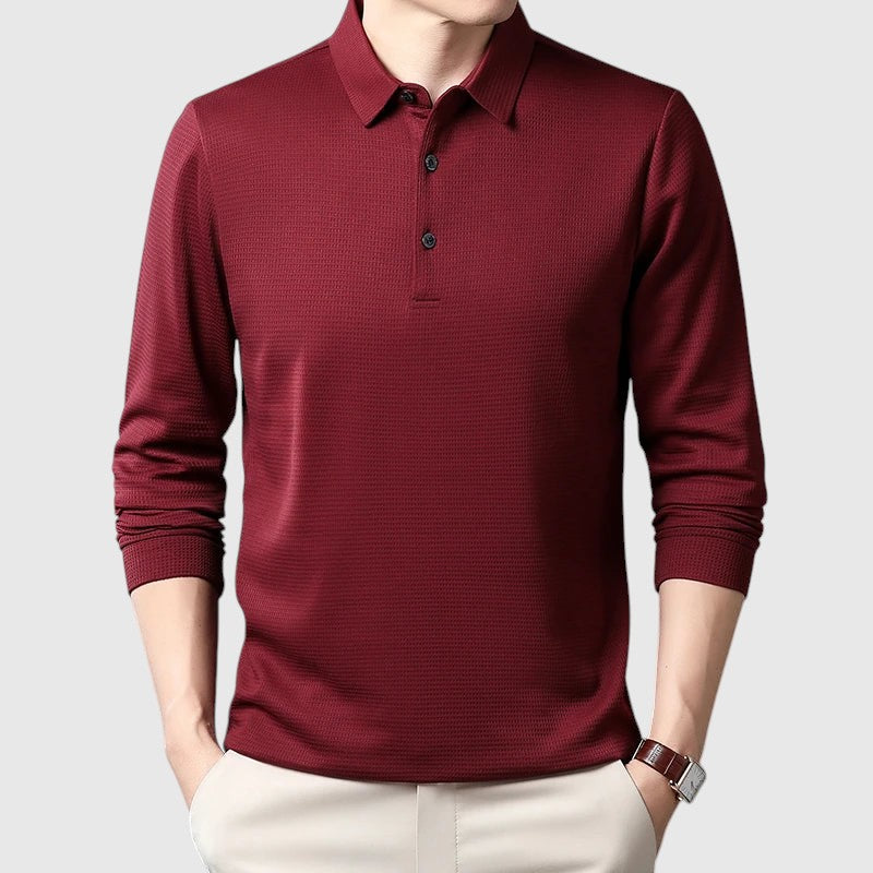 Либуше - Елегантно мъжко поло риза с дълга ръкав