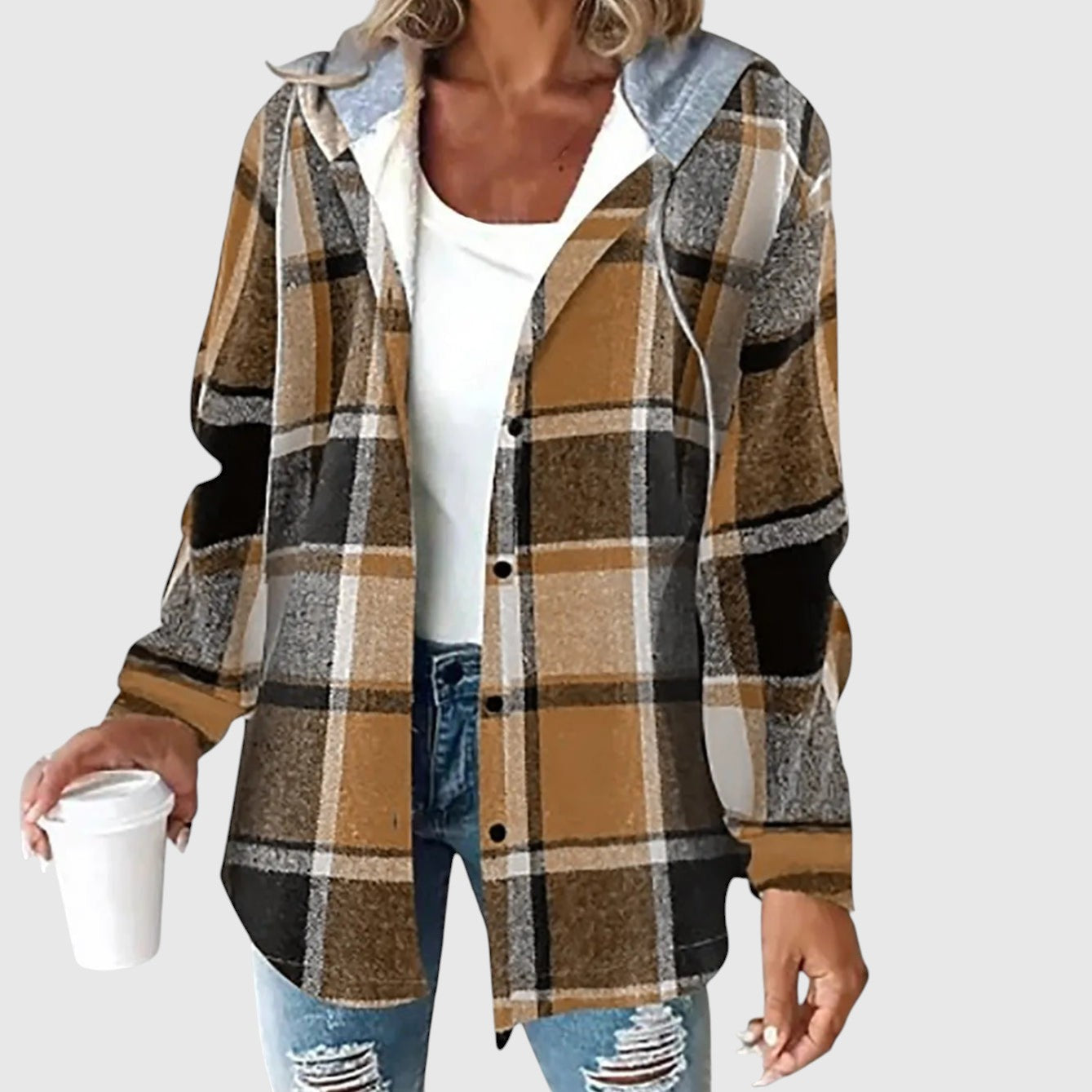 Мая – Кариран ежедневен палто с качулка