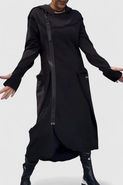 MARIE- Дълго палто с качулка и цип