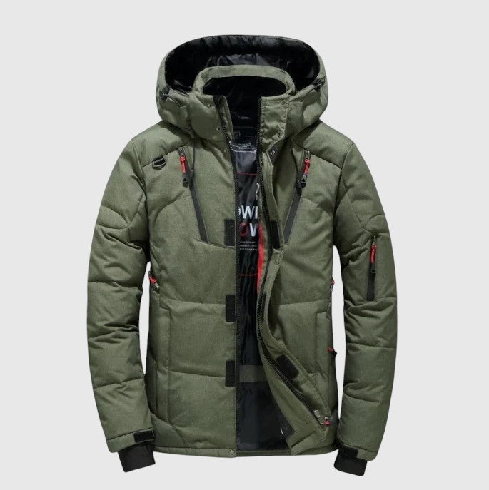 Андре – Пухкаво яке с качулка и технически детайли 